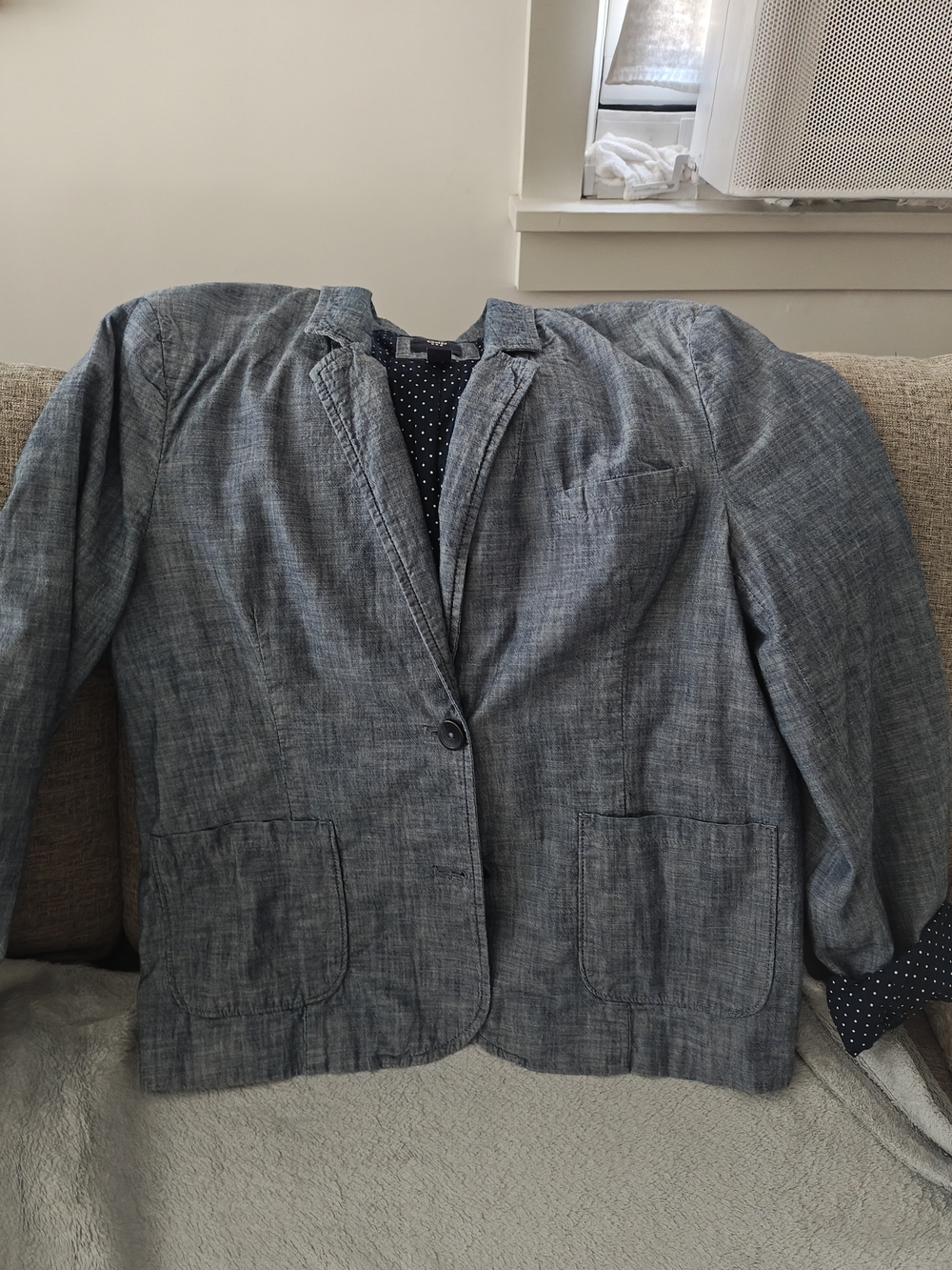 WOMEN'S Blue Chambray Blazer - Lightweight Casual Blazer